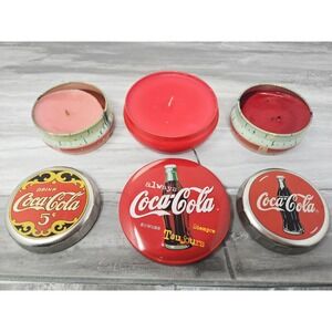 Vintage 3 Coca Cola Novelty Candles Classic Soda Coke ScenTins Potpourri Cin App